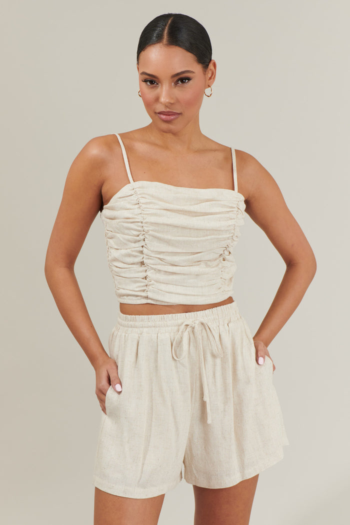 Sandy Shore Bliss Ruched Cropped Top