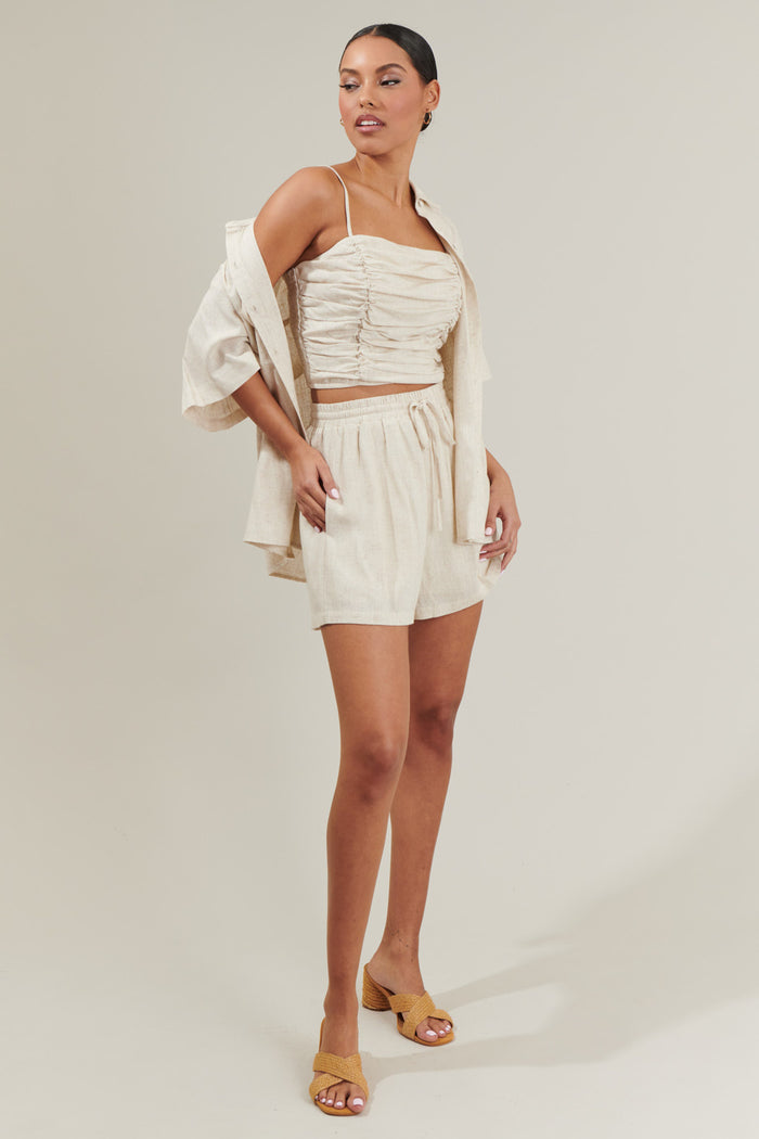 Sandy Shore Bliss Ruched Cropped Top