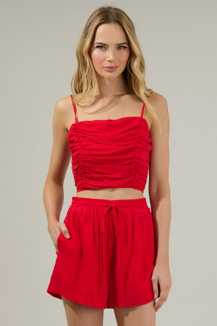 Sandy Shore Bliss Ruched Cropped Top