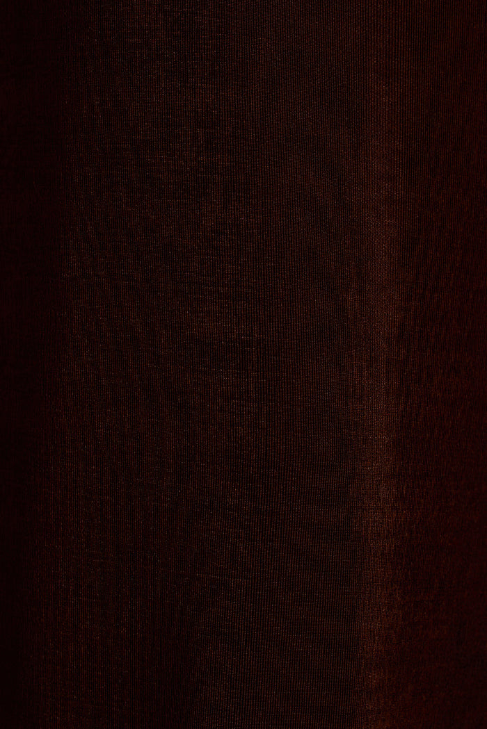 Close-up of the espresso brown slinky knit fabric used in the Serenade maxi dress.