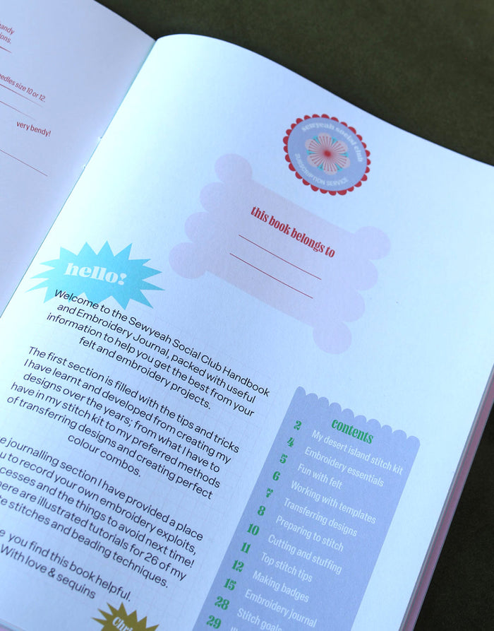 Sewyeah Social Club Handbook, Embroidery Journal & Reference Guide
