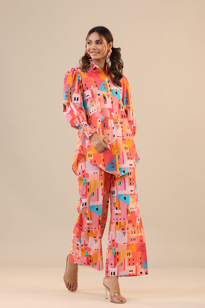 Shanghai on Cotton Collared Co-ord Set