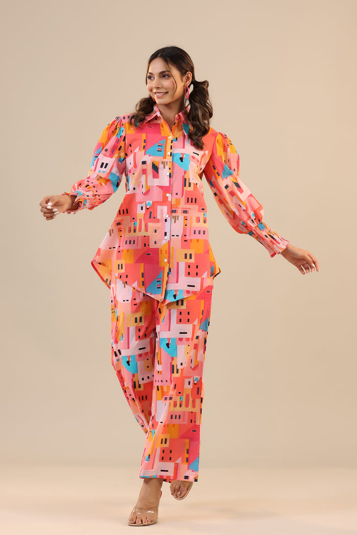 Shanghai on Cotton Collared Co-ord Set