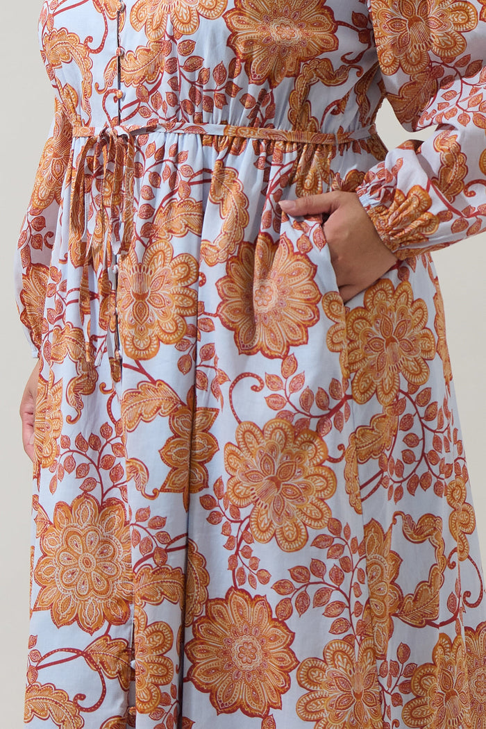 Siany Floral Ameni Button Down Midi Dress Curve