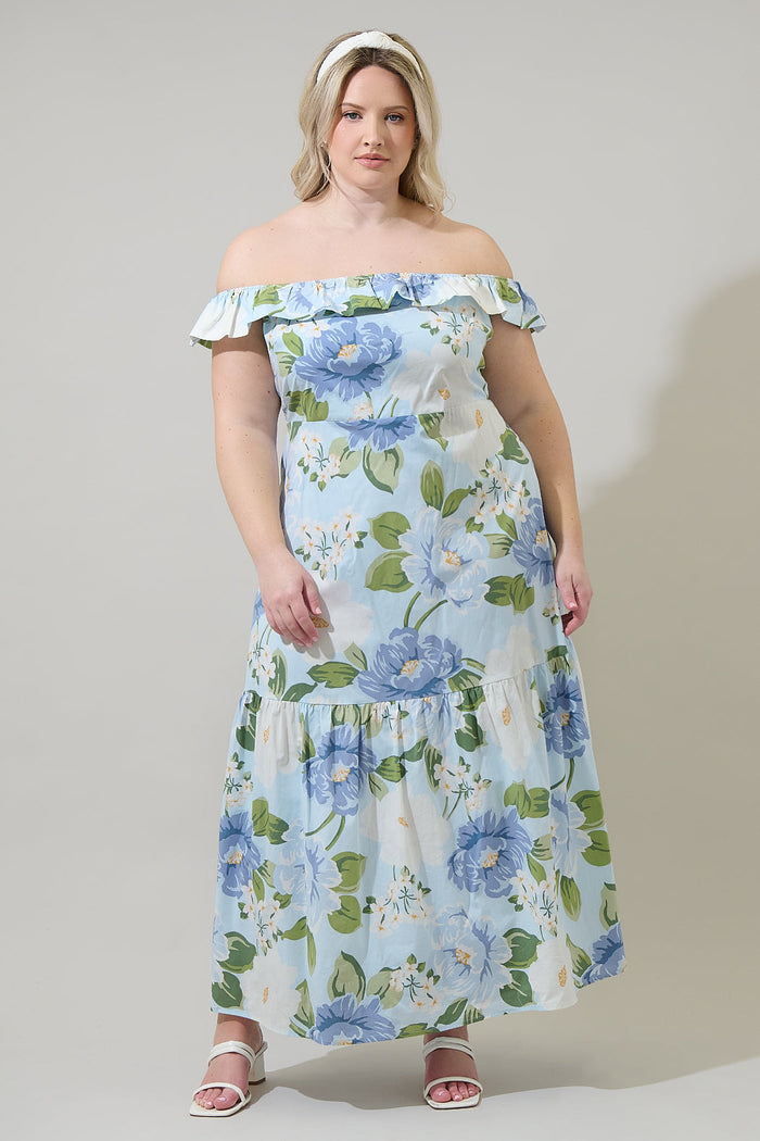 Sloane Floral Ursa Off the Shoulder Maxi Dress Curve