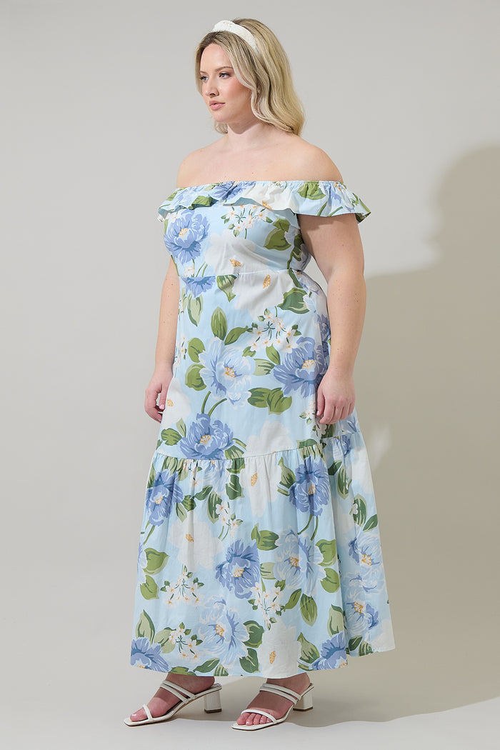 Sloane Floral Ursa Off the Shoulder Maxi Dress Curve