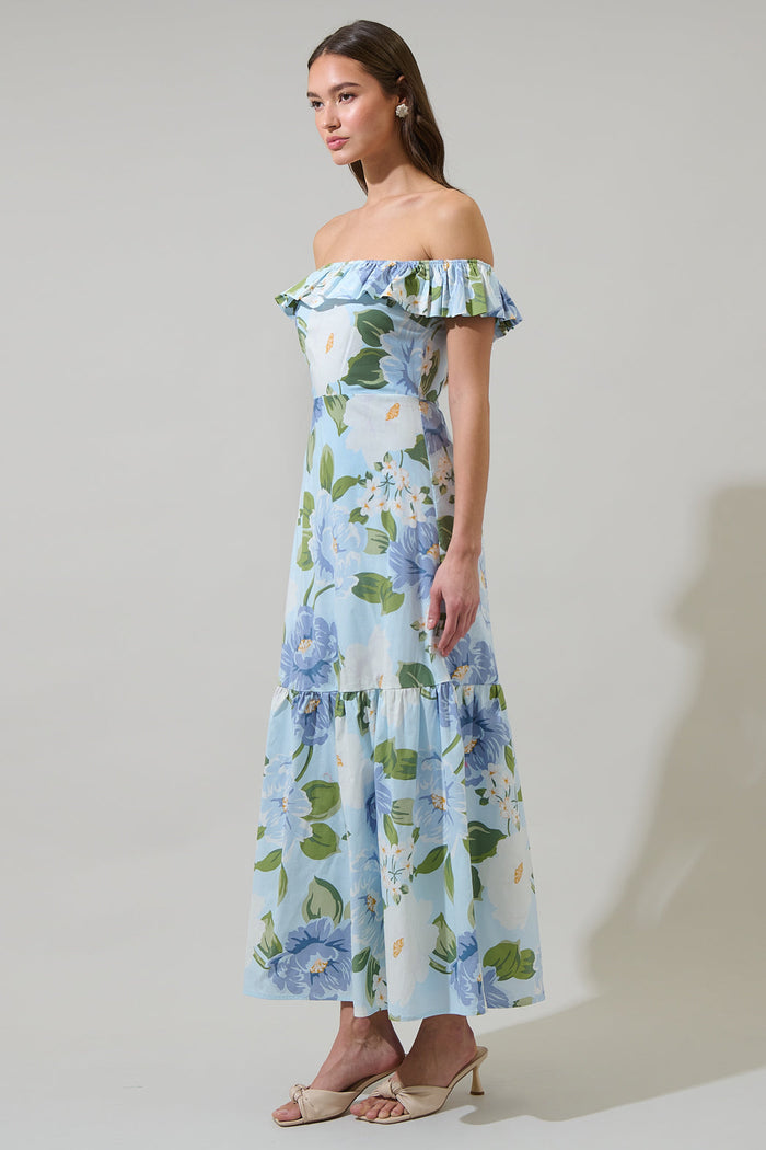 Sloane Floral Ursa Off the Shoulder Maxi Dress