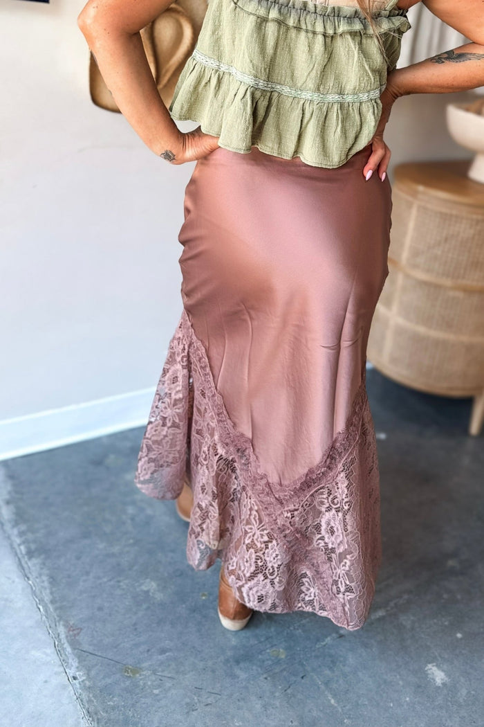 Smoke & Mirrors Satin Midi Skirt