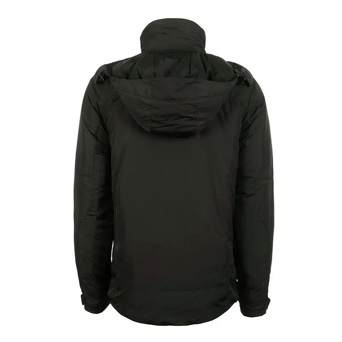 Back image of Snugpak Arrowhead insulated windproof jacket in black on a white background