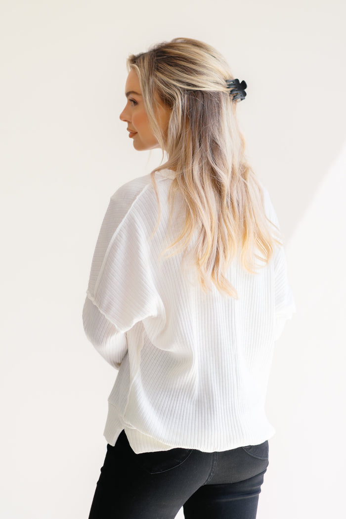 Soft Spoken V Neck Top Off White
