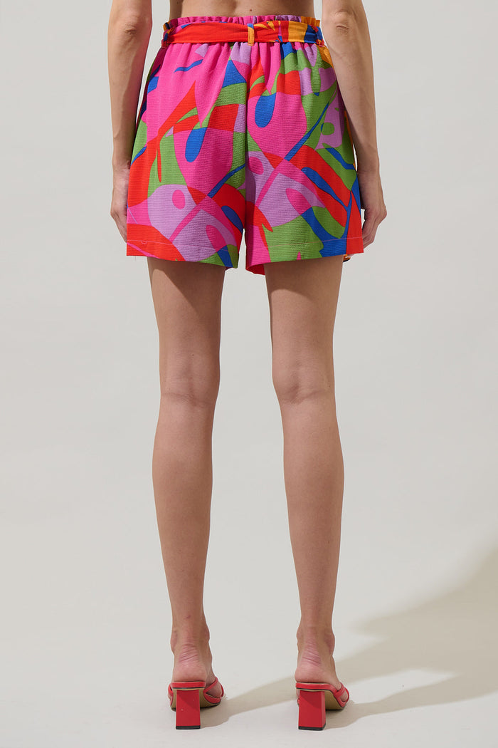 Soleil Abstract Wave High Waisted Shorts