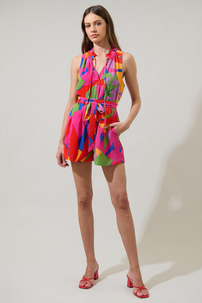 Soleil Abstract Wave High Waisted Shorts