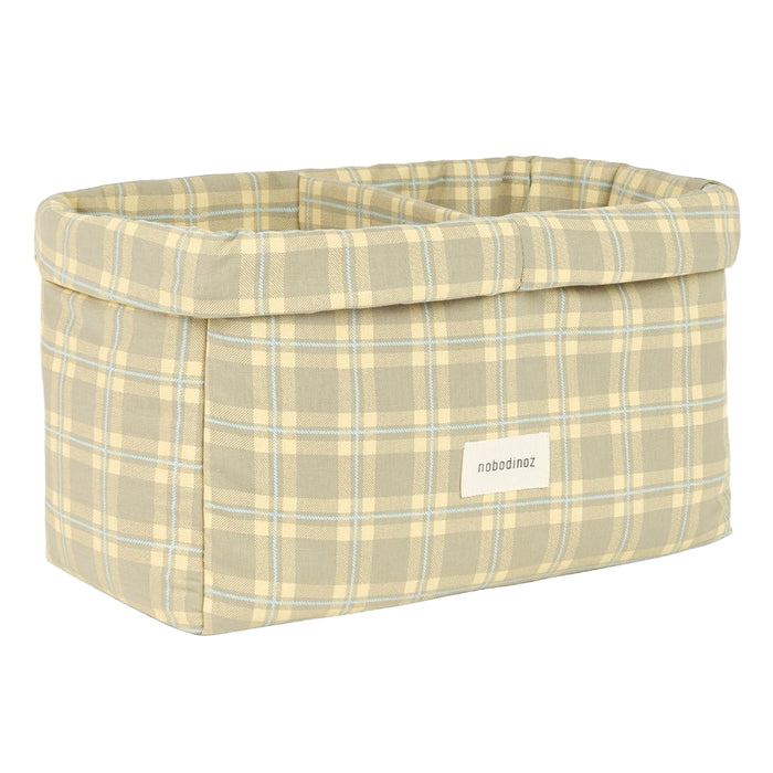 Stories Double Storage Basket Green Lemon Squares 30x20x15 cm