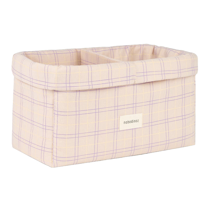 Stories Double Storage Basket Powder Mauve Checks 30x20x15 cm