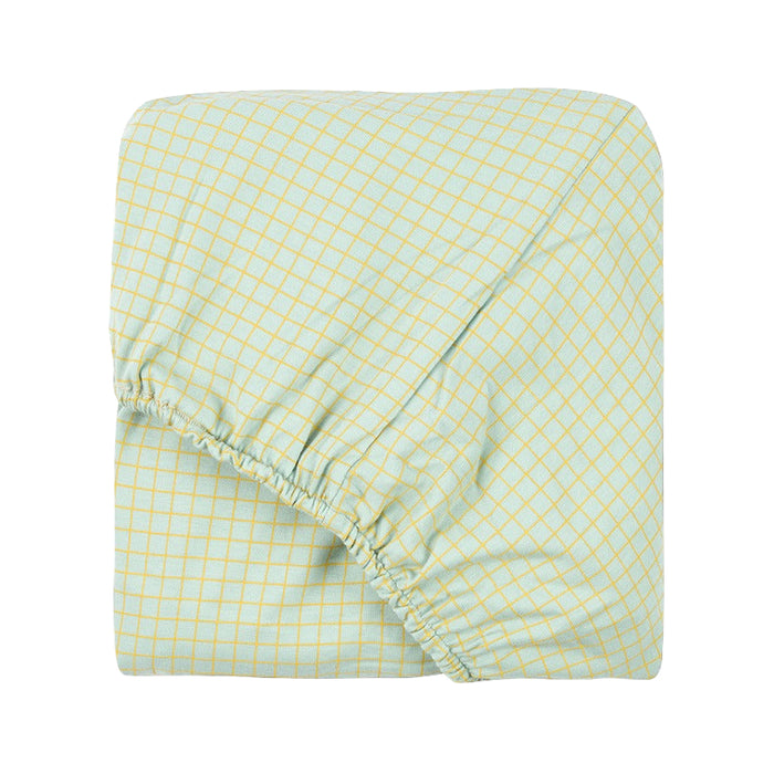 Stories Jersey Baby Fitted Sheet Green Lemon Grid 70x140 cm