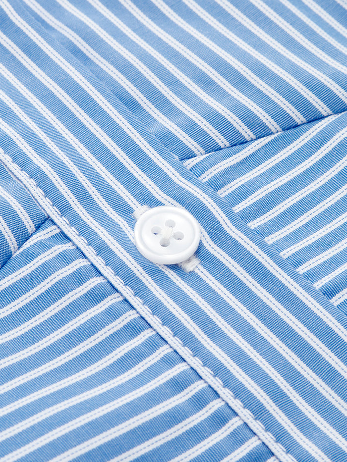 Striped Cropped Half Sleeve Button Shirt