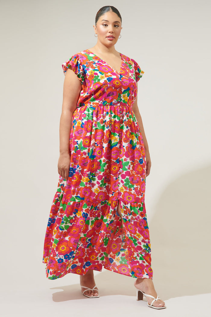 Summersalt Tropical Evianna Button Down Maxi Dress Curve