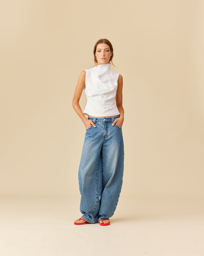 SUNFLOWER TOP WHITE