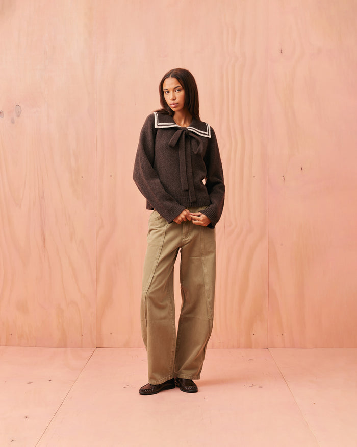 SWANN SWEATER JAVA CREAM STRIPE