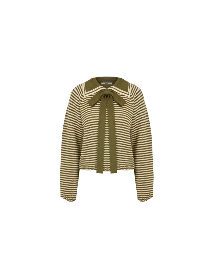 SWANN SWEATER KHAKI BUTTER STRIPE