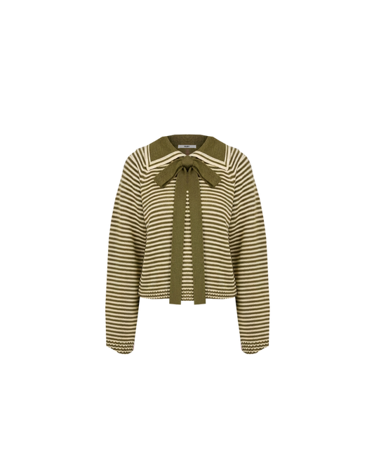 SWANN SWEATER KHAKI BUTTER STRIPE