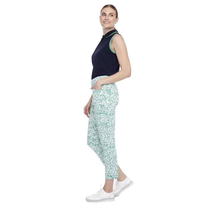 Swing Control White & Green Monstera Capris Size 14