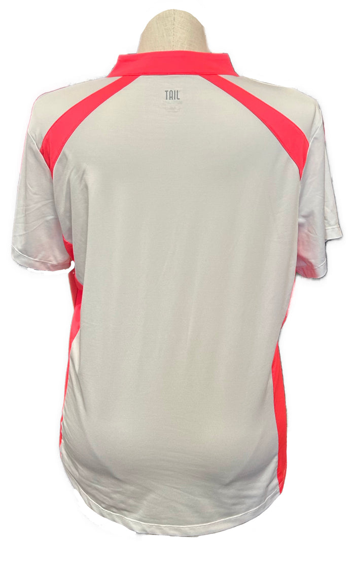 Tail White Label White Golf Top with Bright Coral Trim Size XXL