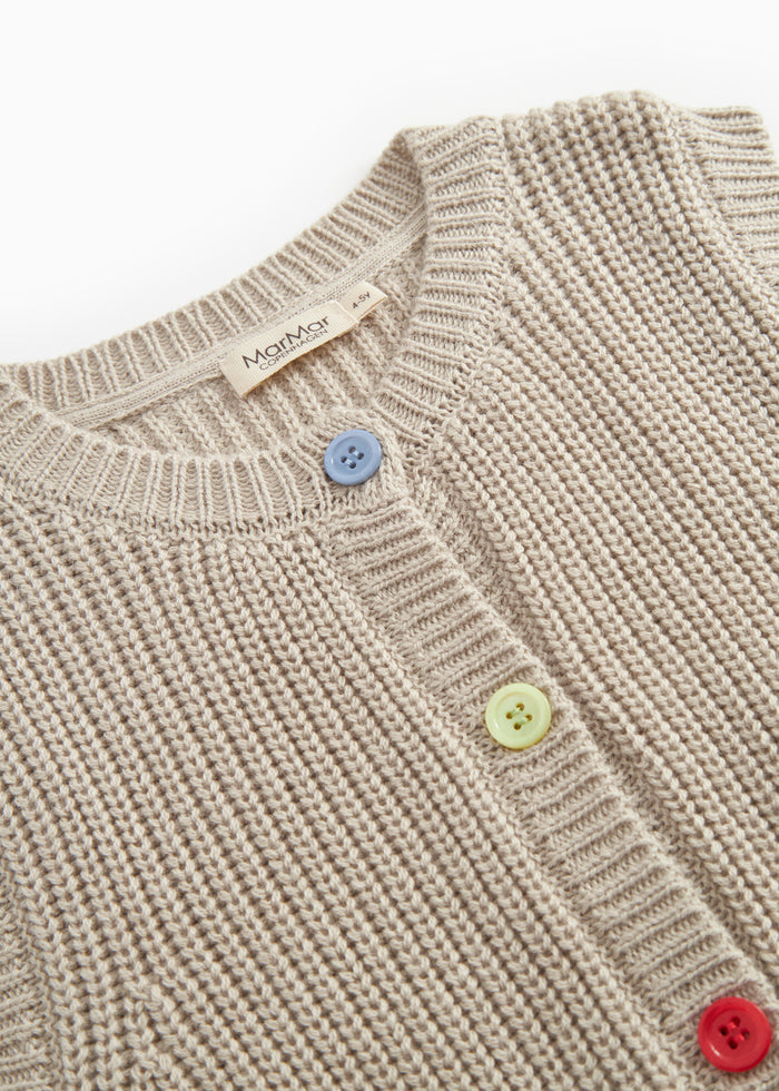 Slight stripe vest in barely beige with collar and buttons in colorful variants.