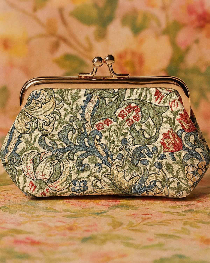 Tapestry Pocket Kiss Lock Coin Purse - Golden Lily - The Classic Boutique