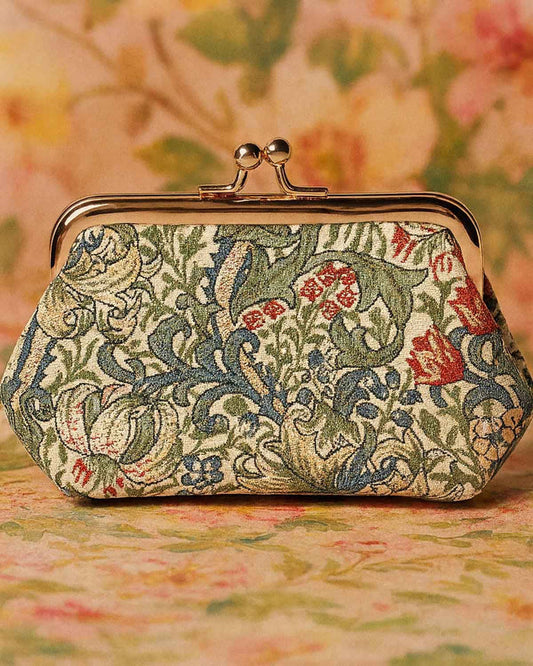 Tapestry Pocket Kiss Lock Coin Purse - Golden Lily - The Classic Boutique