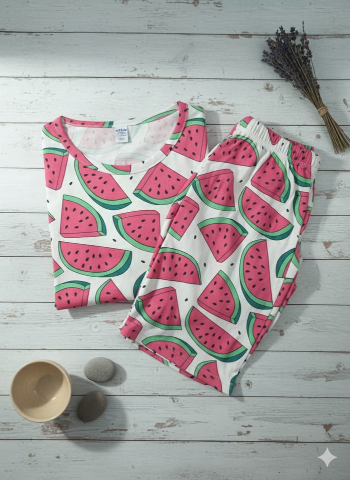 Irah Vastra women’s T-shirt and pant set — folded flatlay view