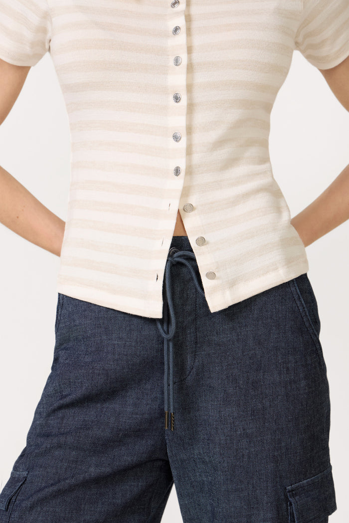 The Knit Stripe Button Tee
