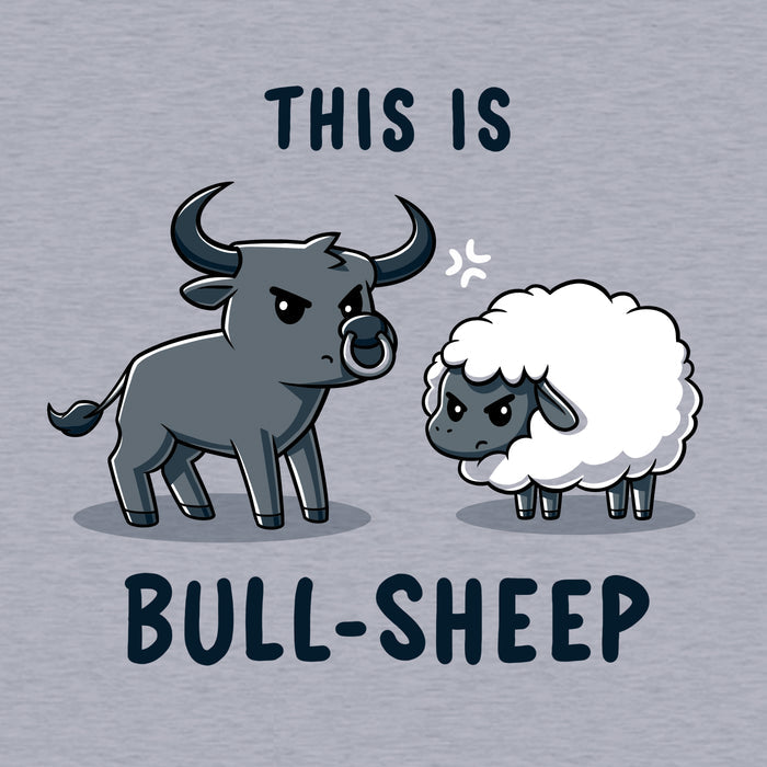 Classic Cotton T-shirt_TeeTurtle This Is Bull-Sheep heather gray t-shirt featuring a cartoon image with a bull and a sheep standing next to each other, both frowning. Text above reads "This is" and below reads "Bull-Sheep."