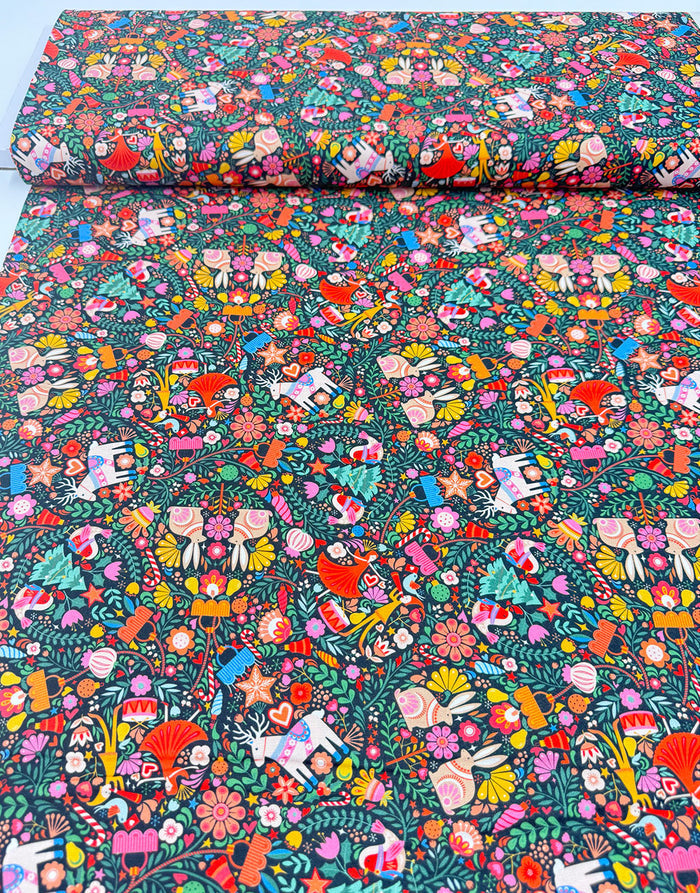 Thread & Ink Deck the Halls Christmas Cotton Fabric - Deck the Halls