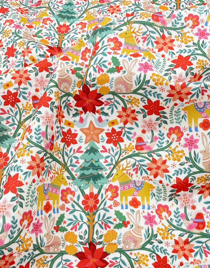 Thread & Ink Deck the Halls Christmas Cotton Fabric - Nordic Noel