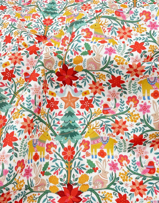 Thread & Ink Deck the Halls Christmas Cotton Fabric - Nordic Noel