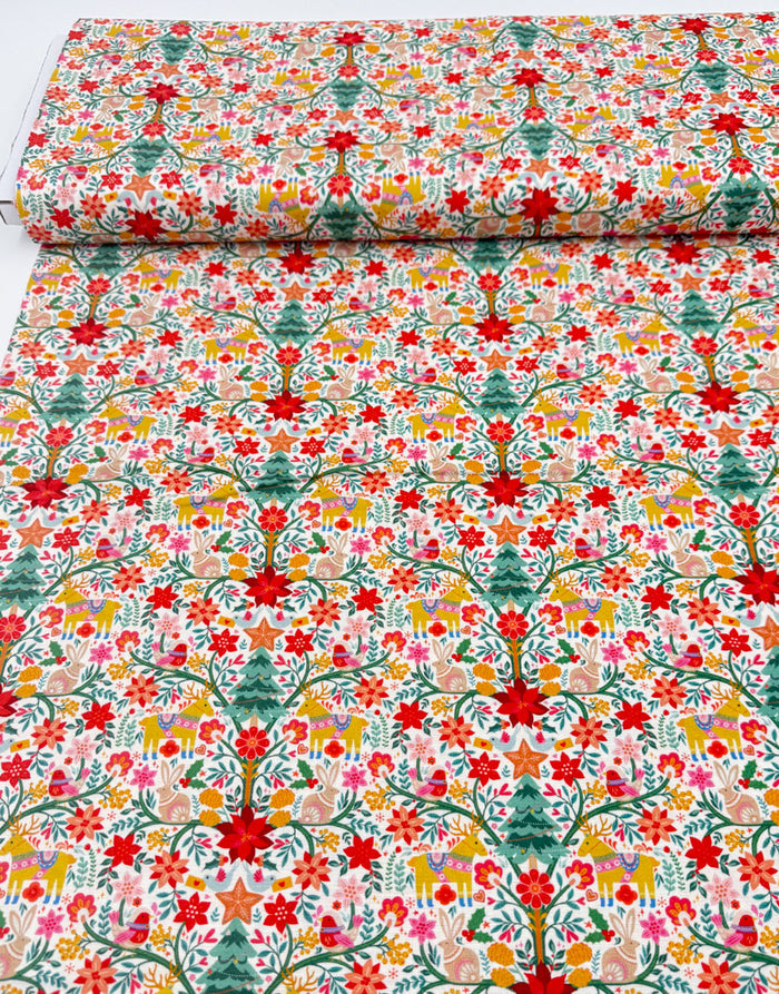 Thread & Ink Deck the Halls Christmas Cotton Fabric - Nordic Noel