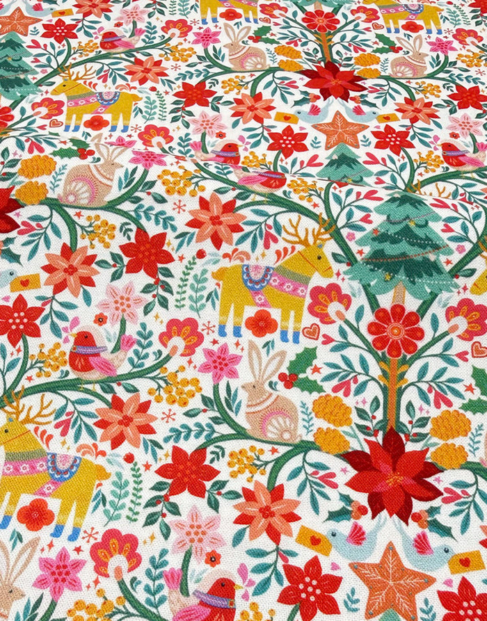 Thread & Ink Deck the Halls Christmas Cotton Fabric - Nordic Noel