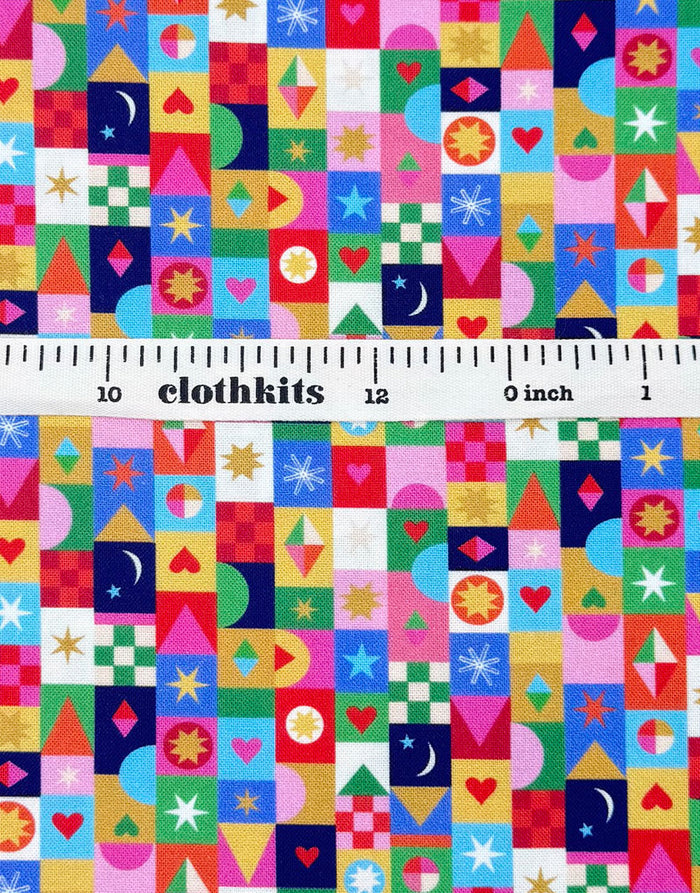 Thread & Ink Home for Christmas Cotton Fabric  - Jolly Squares