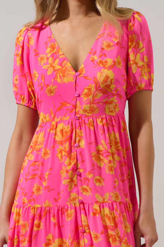 Tiered Maxi Dress Hot Rod Floral