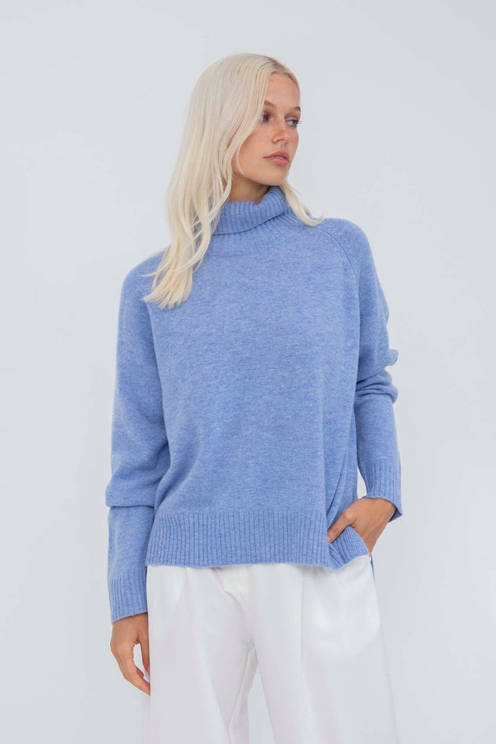 Toastie Merino Cashmere Polo In Dusty Denim