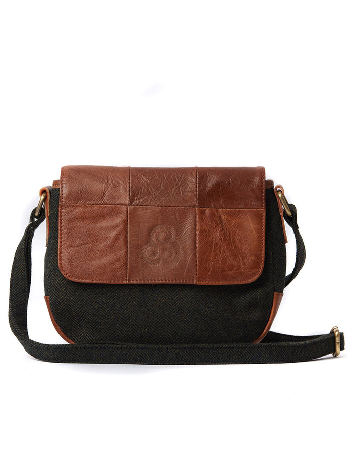 Traditional Tweed & Leather Flap Bag