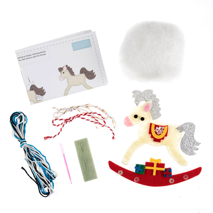 Trimits Felt Decoration Kit Christmas Dove, 10x12cm, Includes Felt Shapes, Thread, Stuffing, Needle, and Ribbon