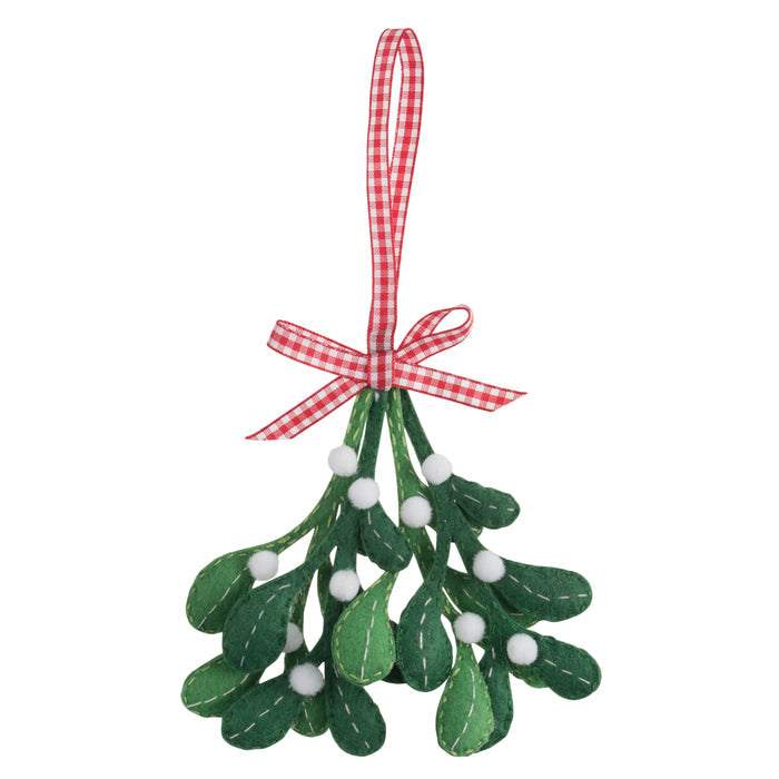 Trimits Felt Decoration Kit Christmas Mistletoe, 10x12cm, Includes Felt Shapes, Thread, Stuffing, Needle, and Ribbon