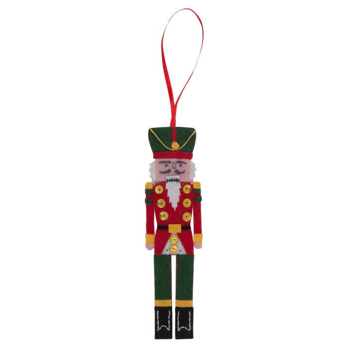 Trimits Felt Decoration Kit Christmas Nutcracker, 10x12cm, Includes Felt Shapes, Thread, Stuffing, Needle, and Ribbon