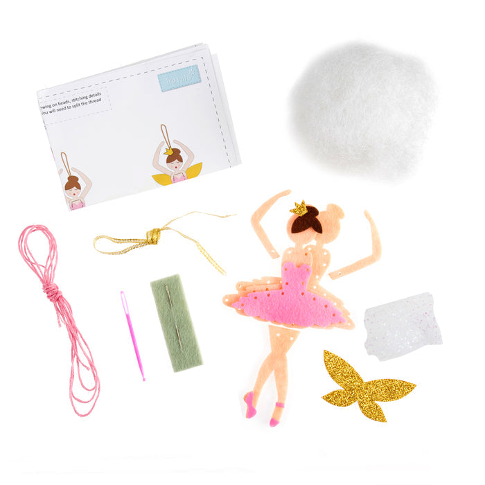 Trimits Felt Decoration Kit Christmas Poinsettia Brooch, 10x12cm, Includes Felt Shapes, Thread, Stuffing, Needle, and Ribbon