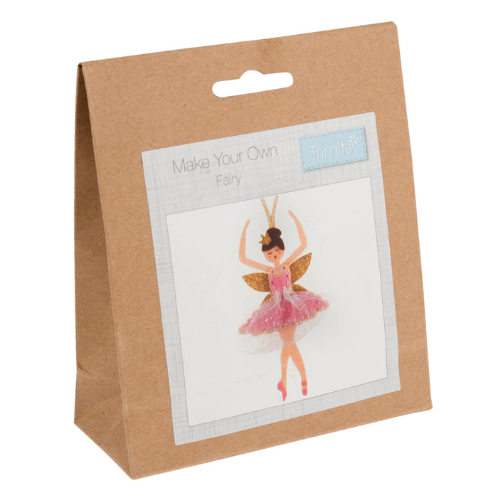 Trimits Felt Decoration Kit Christmas Poinsettia Brooch, 10x12cm, Includes Felt Shapes, Thread, Stuffing, Needle, and Ribbon