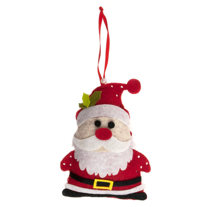 Trimits Felt Decoration Kit Christmas Santa, 10x12cm, Includes Felt Shapes, Thread, Stuffing, Needle, and Ribbon
