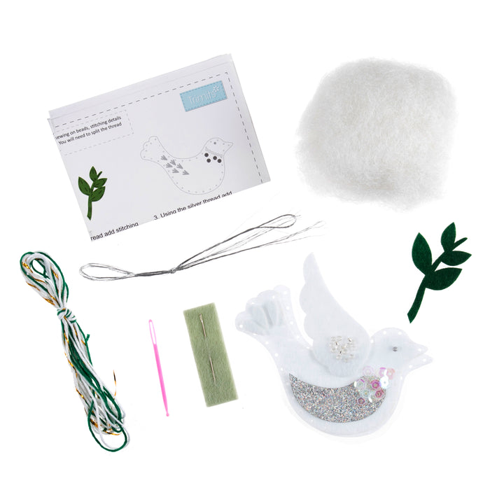 Trimits Felt Decoration Kit Christmas Sugar Plum Fairy, 10x12cm, Includes Felt Shapes, Thread, Stuffing, Needle, and Ribbon