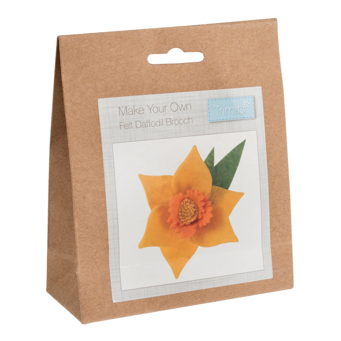 Trimits Felt Decoration Kit Daffodil Brooch, 2x6x13cm, Includes Pre-Cut Felt, Stuffing, Beads, Thread, and Instructions